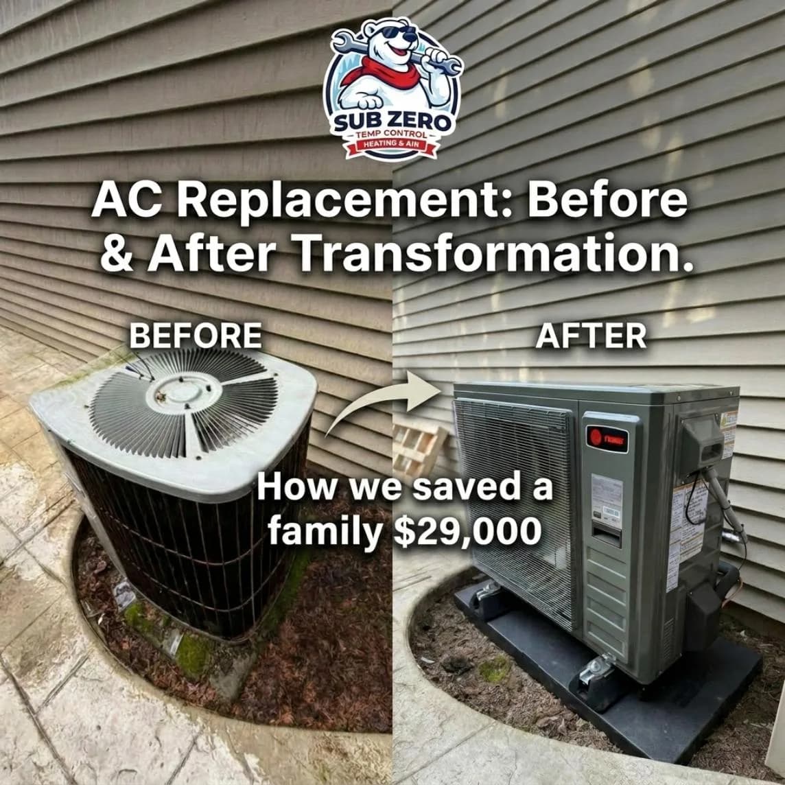 Rheem AC outdoor condenser unit being serviced by a Sub Zero Temp Control technician in Vancouver, WA